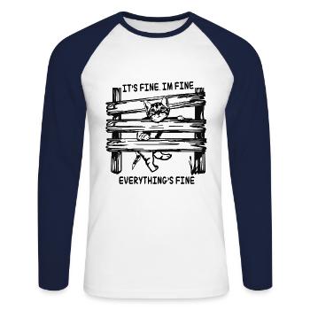 its fine im fine everything is fine cat - Unisex Long Sleeve Baseball T-Shirt - white/navy - Front - Nik (191cm)
