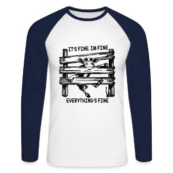 It's Fine I'm Fine Everything Is Fine Cow - Unisex Baseballshirt langarm - Weiß/Navy - Vorne - Nik (191cm)