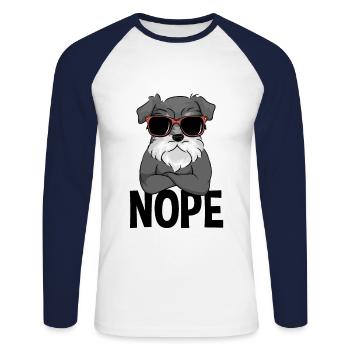 Nope Miniature Schnauzer Chien Nope - T-shirt baseball manches longues Homme - blanc/marine - Devant - Nik (191cm)