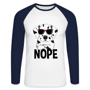 Nope Dalmatien Chien Nope - T-shirt baseball manches longues Homme - blanc/marine - Devant - Nik (191cm)