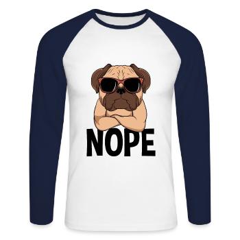 Nope Carlin Chien Nope Simple Nope - T-shirt baseball manches longues Homme - blanc/marine - Devant - Nik (191cm)