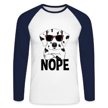 Nope Dalmatien Chien Nope - T-shirt baseball manches longues Homme - blanc/marine - Devant - Nik (191cm)
