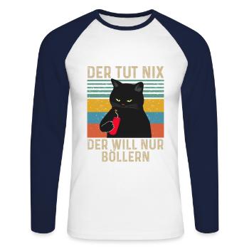 Der Tut Nix Der Will Nur Böllern - Unisex Baseballshirt langarm - Weiß/Navy - Vorne - Nik (191cm)