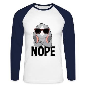 Nope Rabbit Nope Simple Nope - Unisex Baseballshirt langarm - Weiß/Navy - Vorne - Nik (191cm)