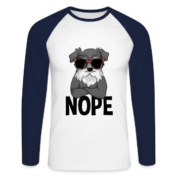 Nope Miniature Schnauzer Chien Nope - T-shirt baseball manches longues Homme - blanc/marine - Devant - Nik (191cm)
