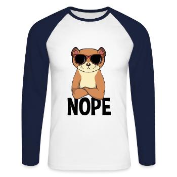 Nope Weasel Nope Simple Nope - T-shirt baseball manches longues Homme - blanc/marine - Devant - Nik (191cm)