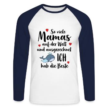 Beste Mama So Viele Mamas Ich Hab Die Beste - Unisex Baseballshirt langarm - Weiß/Navy - Vorne - Nik (191cm)