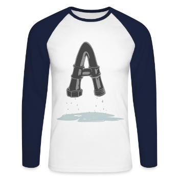 Tube A - T-shirt baseball manches longues Homme - blanc/marine - Devant - Nik (191cm)