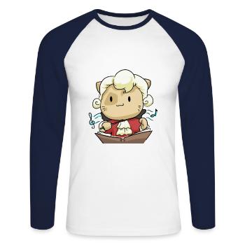Chat de Mozart - T-shirt baseball manches longues Homme - blanc/marine - Devant - Nik (191cm)
