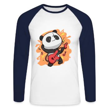 Cute Panda Rocker Panda Kawaii Pandas - Unisex Long Sleeve Baseball T-Shirt - white/navy - Front - Nik (191cm)