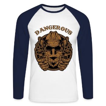 Cowboy Totenkopf - Unisex Baseballshirt langarm - Weiß/Navy - Vorne - Nik (191cm)