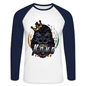 Gorilla Affe - Unisex Baseballshirt langarm - Weiß/Navy - Vorne - Nik (191cm)