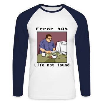 Funny Nerd Geek Computer Gamer Hacker Gift - Unisex Long Sleeve Baseball T-Shirt - white/navy - Front - Nik (191cm)