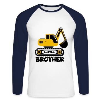 Kleiner Bruder Little Bagger Raupenfahrzeug Gesche - Unisex Baseballshirt langarm - Weiß/Navy - Vorne - Nik (191cm)