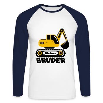 Kleiner Bruder Little Bagger Raupenfahrzeug Gesche - Unisex Baseballshirt langarm - Weiß/Navy - Vorne - Nik (191cm)