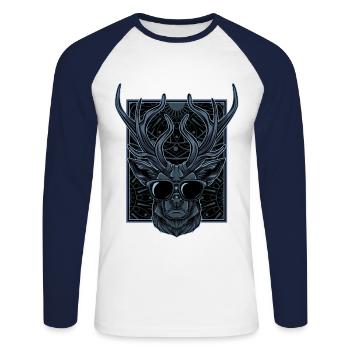 Bois de cerf - T-shirt baseball manches longues Homme - blanc/marine - Devant - Nik (191cm)