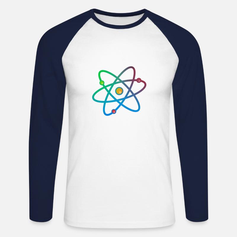 Buntes Atom - Unisex Baseballshirt langarm - Weiß/Navy