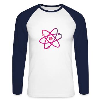 Buntes Atom Neutron Elektron - Unisex Baseballshirt langarm - Weiß/Navy - Vorne - Nik (191cm)