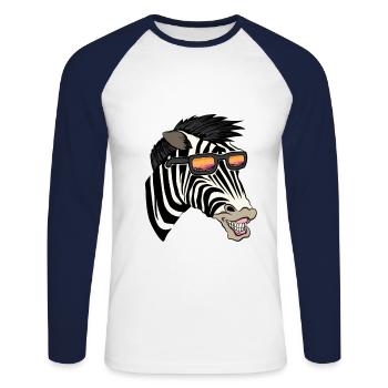 Zebra Sunglasses Funny Funny zebra crossing - Unisex Long Sleeve Baseball T-Shirt - white/navy - Front - Nik (191cm)