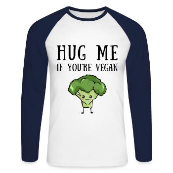 Broccoli Vegan Veggie Comic Chibi Gift - Unisex Long Sleeve Baseball T-Shirt - white/navy - Front - Nik (191cm)