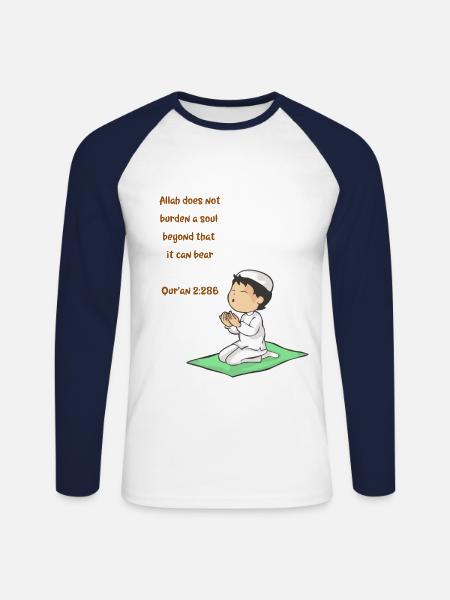 Koran Surah vers Allah Allah Islam Muslim Gift - Langærmet herre-baseballshirt - hvid/marineblå