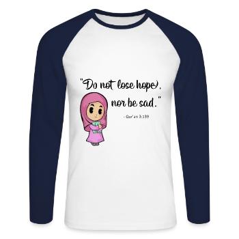 Islam Koran Sure Zitat Allah Gebet Moslem Geschenk - Unisex Baseballshirt langarm - Weiß/Navy - Vorne - Nik (191cm)
