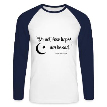 Islam Koran Sure Zitat Allah Gebet Moslem Geschenk - Unisex Baseballshirt langarm - Weiß/Navy - Vorne - Nik (191cm)
