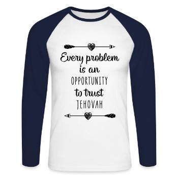 Zeugen Jehovas Zitat JHWH Christ Spruch Geschenk - Unisex Baseballshirt langarm - Weiß/Navy - Vorne - Nik (191cm)
