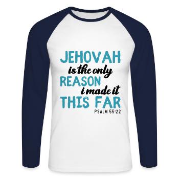 Zeugen Jehovas Gott JHWH Christ Spruch Geschenk - Unisex Baseballshirt langarm - Weiß/Navy - Vorne - Nik (191cm)
