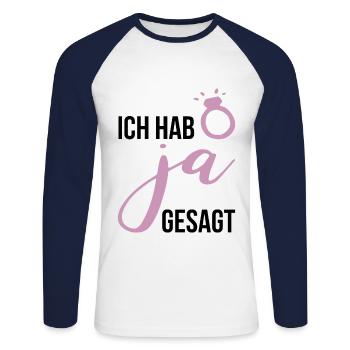 Hochzeit Braut Team Geschenk Junggesellenabschied - Unisex Baseballshirt langarm - Weiß/Navy - Vorne - Nik (191cm)