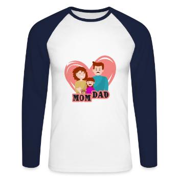 Mom and Dad! The dear family in one heart - Unisex Long Sleeve Baseball T-Shirt - white/navy - Front - Nik (191cm)