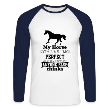 Horse Sayings Quote Girl Rider Love Gift - Unisex Long Sleeve Baseball T-Shirt - white/navy - Front - Nik (191cm)