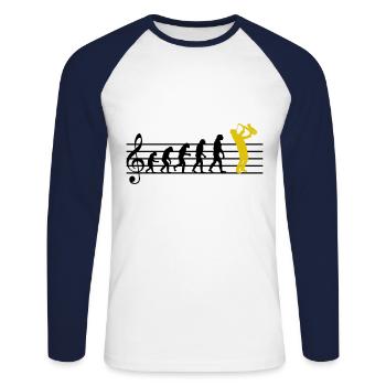 Saxophone Jazz Evolution Saxophone Classical Musician - Unisex Long Sleeve Baseball T-Shirt - white/navy - Front - Nik (191cm)