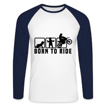 Motorcycle rider motocross stunt moped gift - Unisex Long Sleeve Baseball T-Shirt - white/navy - Front - Nik (191cm)