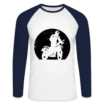 Motorcyclist Moon Motocross Tour Gift - Unisex Long Sleeve Baseball T-Shirt - white/navy - Front - Nik (191cm)