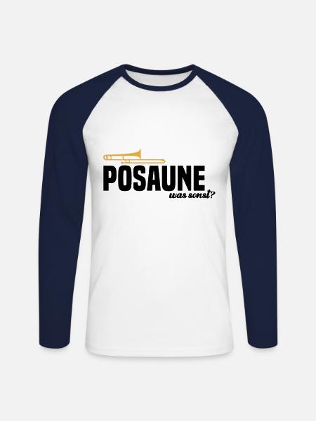 Posaune Posaunist Musik Lustig Sprüche Geschenk - Unisex Baseballshirt langarm - Weiß/Navy