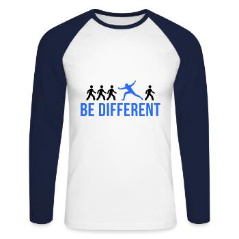 Fencing Fencer Funny Sport Saying Logo Gift - Unisex Long Sleeve Baseball T-Shirt - white/navy - Front - Nik (191cm)
