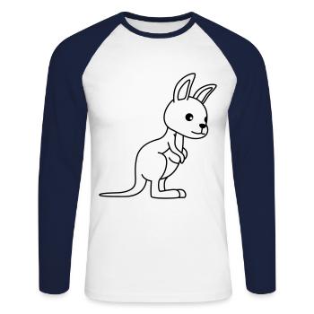Kangaroo Comic - Unisex Long Sleeve Baseball T-Shirt - white/navy - Front - Nik (191cm)