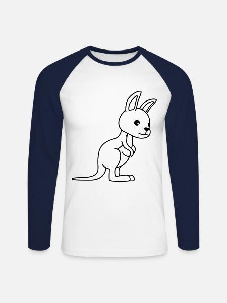 Kangaroo Comic - Unisex Long Sleeve Baseball T-Shirt - white/navy