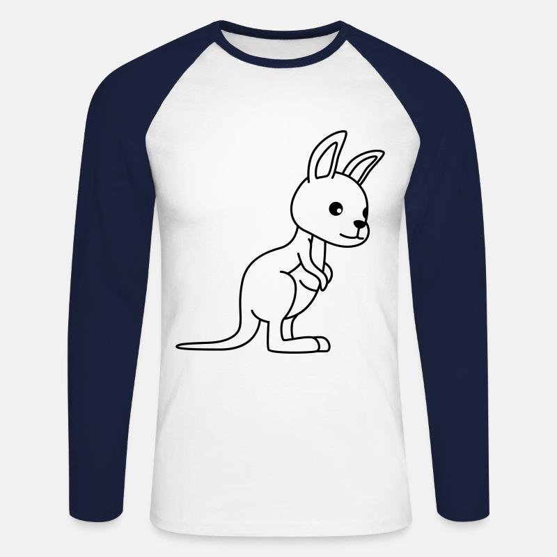 Kangaroo Comic - Unisex Long Sleeve Baseball T-Shirt - white/navy