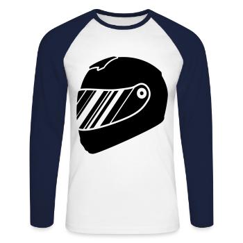 Course de barre de course - T-shirt baseball manches longues Homme - blanc/marine - Devant - Nik (191cm)