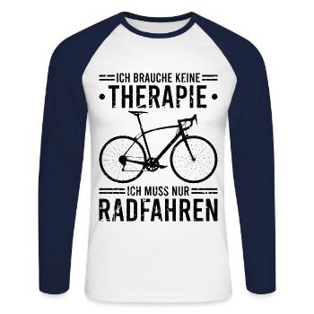 Fahhrad Fahren Radfahrer Radsport - Unisex Baseballshirt langarm - Weiß/Navy - Vorne - Nik (191cm)