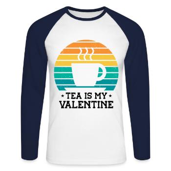 Tea Is My Valentine Tea Lover Tea Drinker Cup Of T - Unisex Baseballshirt langarm - Weiß/Navy - Vorne - Nik (191cm)