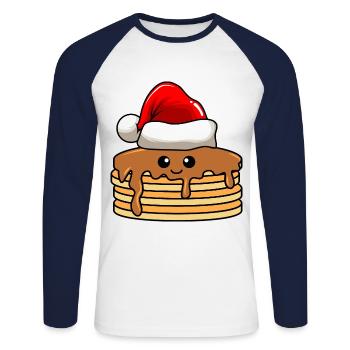 Pancake Weihnachten Comic Xmas - Unisex Baseballshirt langarm - Weiß/Navy - Vorne - Nik (191cm)
