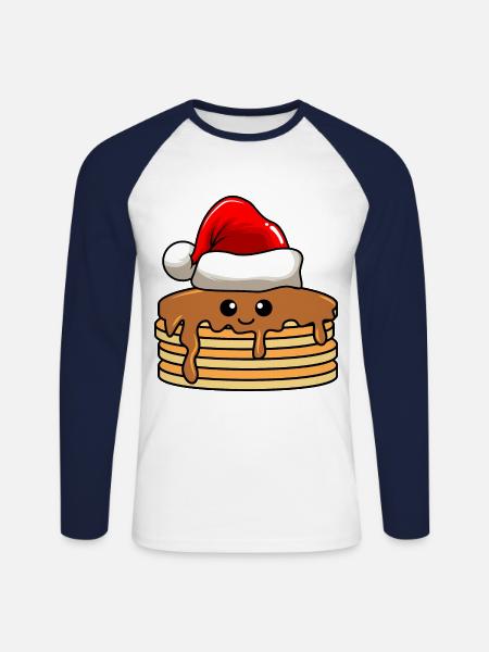 Pancake Weihnachten Comic Xmas - Unisex Baseballshirt langarm - Weiß/Navy