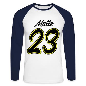 Malle 23 - Unisex Long Sleeve Baseball T-Shirt - white/navy - Front - Nik (191cm)