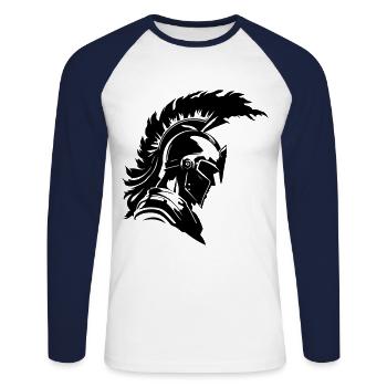Warrior Sparta Helmet Spartan - Unisex Long Sleeve Baseball T-Shirt - white/navy - Front - Nik (191cm)