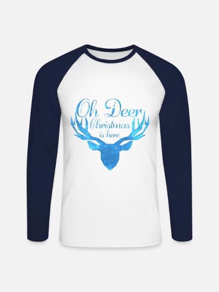 Renne de noël - T-shirt baseball manches longues Homme - blanc/marine