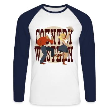 Pays Western - T-shirt baseball manches longues Homme - blanc/marine - Devant - Nik (191cm)