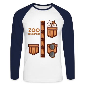 T-shirt Zoo Keeper Rongeur visiteur gardien de la faune - T-shirt baseball manches longues Homme - blanc/marine - Devant - Nik (191cm)